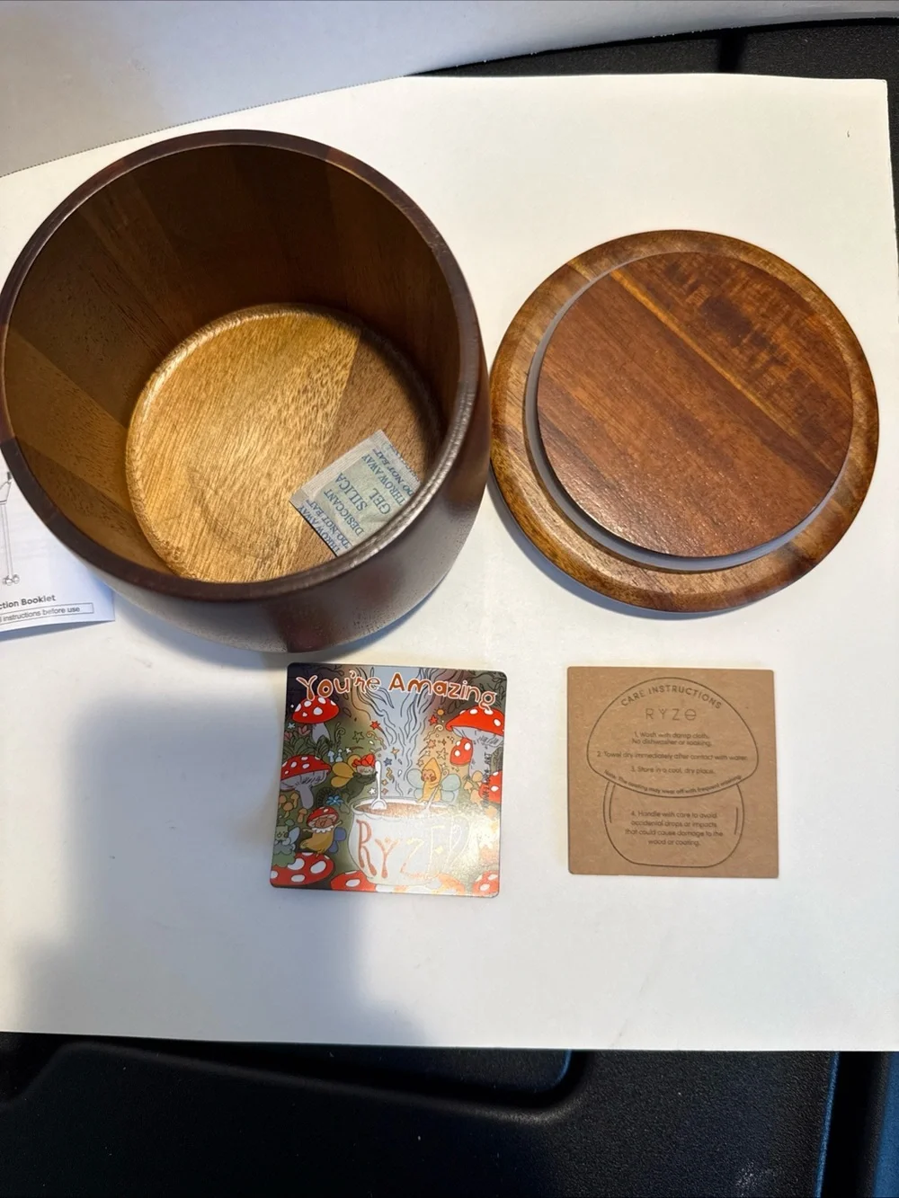 Mushroom coffee Acacia Jar, Lid, Scoop, Stir, Frother & magnet. NWT.